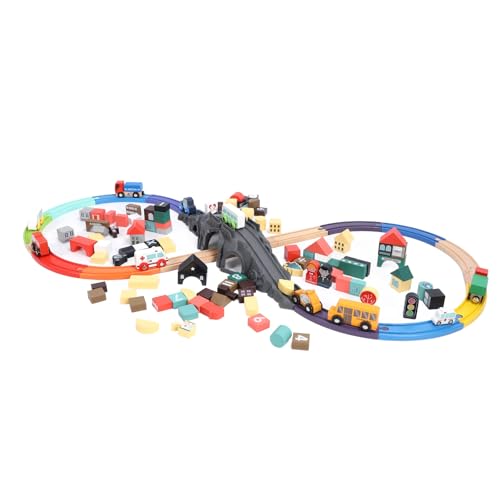 Hidyliu juguete interactivo educativo de pista de madera de haya con 126 piezas para niños 2
