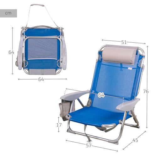 Strandstuhl Aktive 62609 Klappstuhl mit Kissen und Liegefunktion
