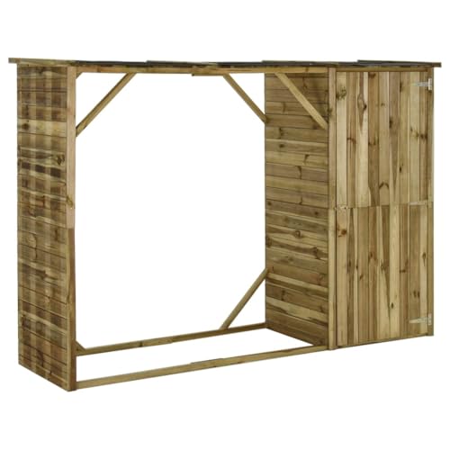 Vetnasa Caseta leña y Herramientas jardín Madera Pino 253x80x170 cm Casa y jardín, Jardín, Artículos de Exterior, Estructuras de Exteriores, Cobertizos Marrón 132,24 KG