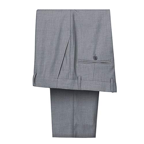 Men's 2-Piece Suits Slim Fit 2 Button Dress Suit Jacket Blazer & Pants Set Light Gray #TOP3