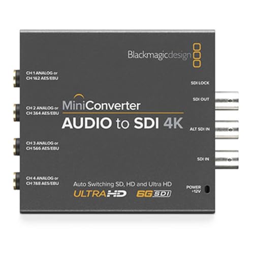 Blackmagic Design Audio to SDI 4K Mini Converter, 4096x2160p 30 Format Support, 4:2:2, 4:4:4 Video/48kHz, 24 Bit Audio Sampling Rate - Thumbnail 2