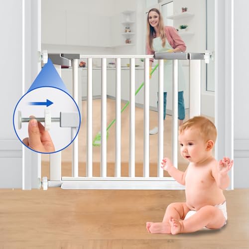 4 STK Druckschrauben Klemmschraube Schraube M10 x 90mm Gitter Gewindespindelstangen Schrauben Kit für Treppengitter Kindergitter Haustier Treppengitter Baby Gate(Weiß)