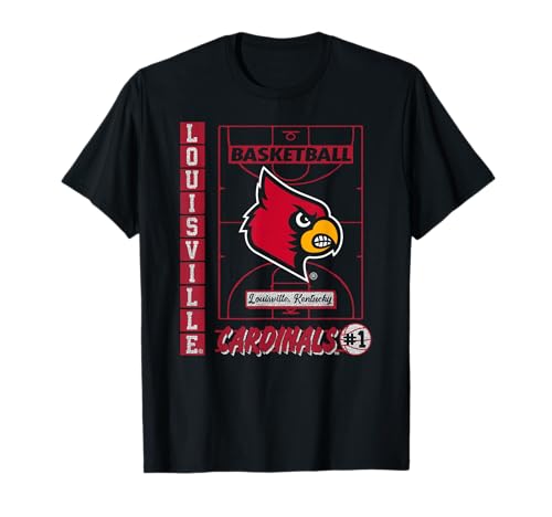 Louisville Cardinals Basketball Vintage Court Black T-Shirt