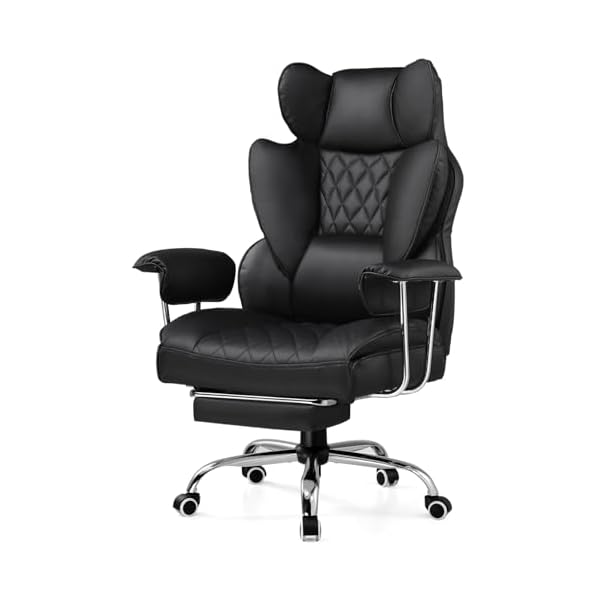 GTRACING Gaming Chair,Office Chair with Pocket Spring Lumbar Support, Ergonomic Comfortable Wide Office Desk Computer Chair with Outward Fixed Soft Armrests and Footrest (PU Leather, Black)