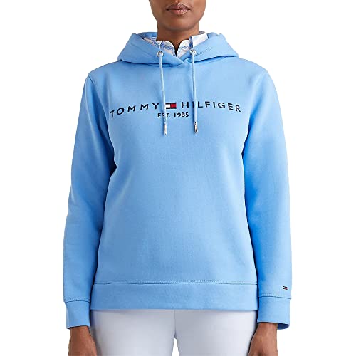Tommy Hilfiger Damen Hoodie mit Kapuze, Blau (Hydrangea Blue), 3XL