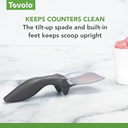 Image of Tovolo Ice Cream Spade Heavy Duty Zinc Alloy Dishwasher Safe Ice Cream Paddle Spade for Shaping Cutting Serving Gelato Sorbet Cookie Dough, Non Slip Ergonomic Handle Ice Cream Spade, Charcoal Gray