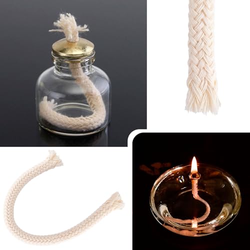 HINZIC 10 PCS 0.5FT Cotton Oil Lamp Wicks with 10 PCS Holders Braided Wick Replacement Round Candle Burner for Tiki Torches Alcohol Lampberger Kerosene Lamp - Thumbnail 5