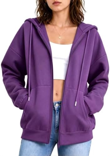 YNRENHNEE Hoodie Damen Baumwolle Kapuzenjacke Leichte Sweatjacke mit Kapuze