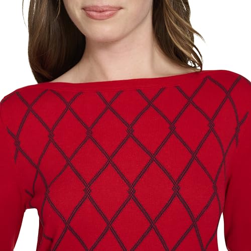 Image of Nautica Women's Boatneck Pullover Intarsia Long Sleeve