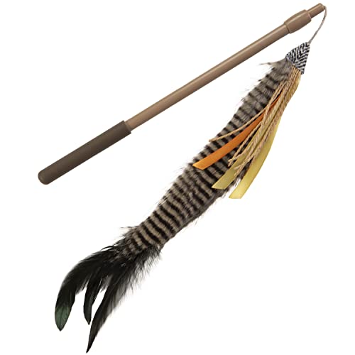 SmartyKat Instincts HappyNip Fly 'N Frenzy Extendable Wand Teaser Cat Toy, Contains Catnip & Silvervine - Brown, One Size