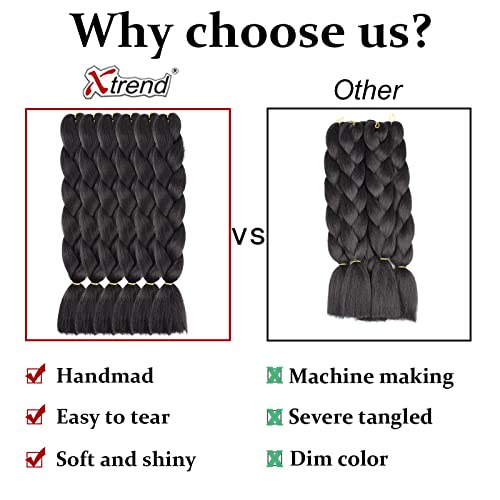 Xtrend 24 pouces 3Packs Ombre 3Tones cheveux tressés Jumbo synthétique cheveux tressés Ombre haute température tresses synthétiques au Crochet Extensions de cheveux (3Packs - Image 4