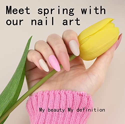 Image of FANDAMEI Press on Nails Almond Matte, 24 Colors 576PCS Press on Nails Medium Almond Matte, Acrylic Medium Fake Nails Full Cover, Natural Press on Nail, False Nails with Nail Glue