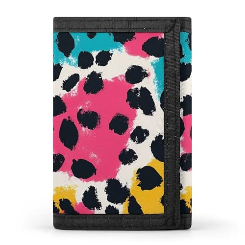 Colorful Leopard Pattern Custom Trifold Wallet Front Pocket Credit Card Holder with Coin Purse for Men Women Travel Gifts