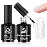 Beetles 2 in 1 Builder Nail Gel Base and Top Gel Polish for Nails - 15ml Neutral Clear Nail Strengthener Gel and Base Coat for UV Lamp - DIY Home and Salon Use