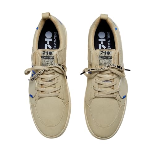 7-10 Men's TPR Rubber Sole Beige Applique Canvas Low-Top Sneaker ...