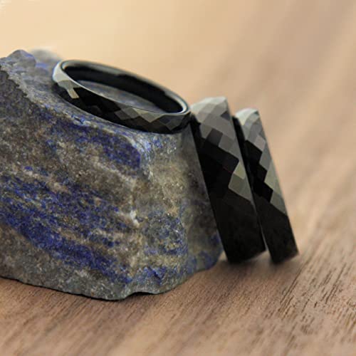Tungsten Carbide Faceted Honeycomb Wedding Band Plated in Gold, Rose Gold or Black Ring2