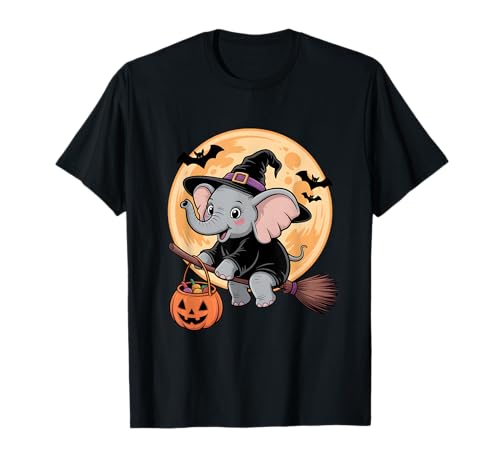 Elephant Witch Hat Pumpkin Halloween Costume Men Women Kids T-Shirt