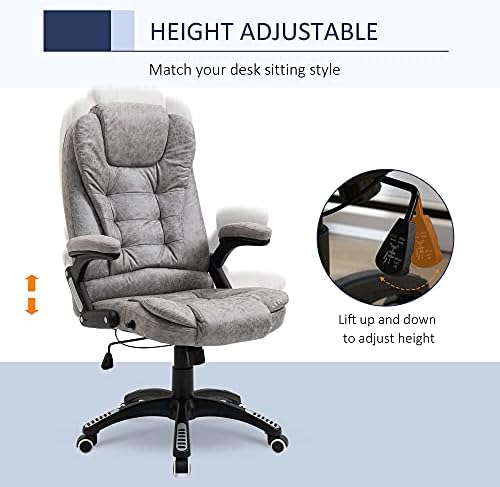 Vinsetto Swivel Task Office Chair for Home Ergonomic Microfibre Computer Chair, with Arm, Adjustable Height, Grey