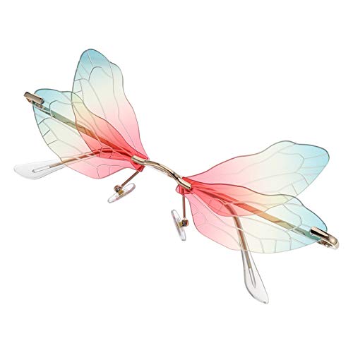 VALICLUD Fashion Sunglasses for Women Dragonfly Wing Sunglasses Rimless Irregular Glasses Shades4