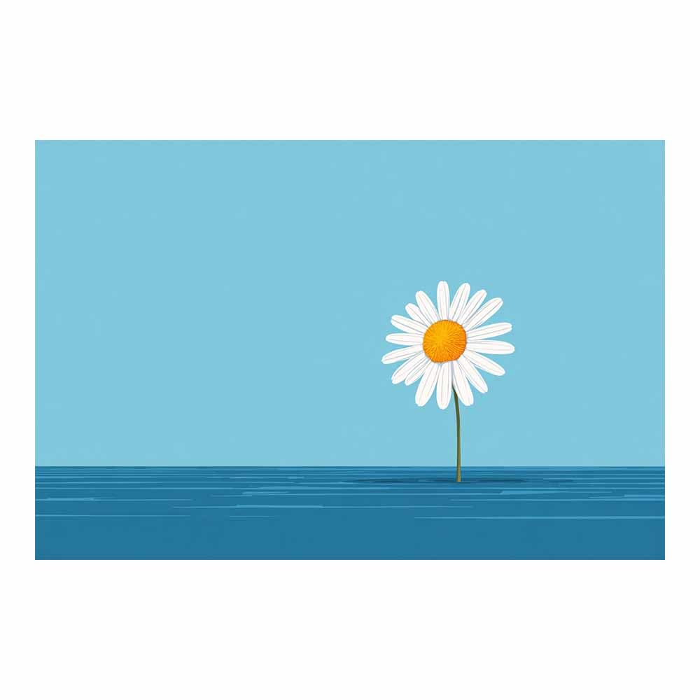 ZAMAEIU Landscape Canvas Painting Water-side bloomss Wall Decor, Modern Artwork, For Bedroom Living Room Bathroom Home Office Room Decorations(blue)-60x90cm Unframed