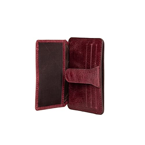 grande 3607 Genuine Leather Card Holder For Women and Men Slim Minimalist Small Snap Wallet (Rustic Burgundy)3