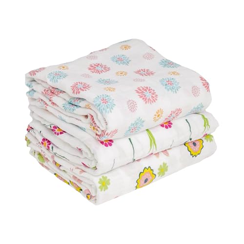 Image of Ouch Baby Bamboo Swaddle Blanket - 70% Bamboo, 30% Cotton - 2 Layer Soft & Breathable Muslin Cotton Blanket for Newborn/Infant/Toddler, Perfect for Boys & Girls, 47 x 47 Inches (Pack of 3)