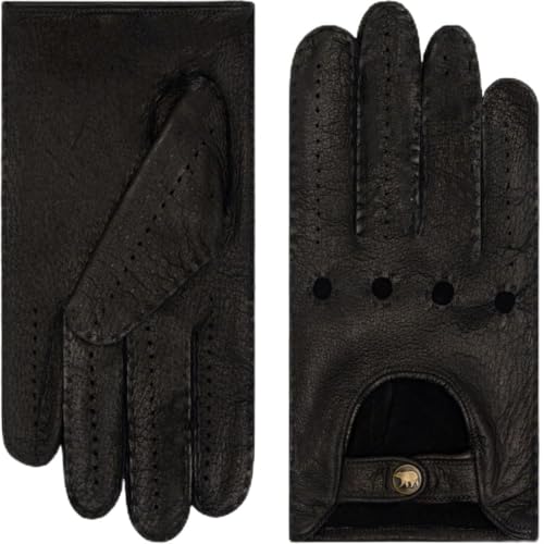 Fratelli Orsini Driving Gloves Leather Raffaella (black) For Women - Luxurious Peccary Leather - Color Black Size 8 - L
