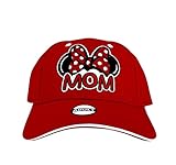 Disney Womens Minnie Mouse Mom Fan Baseball Hat, RED