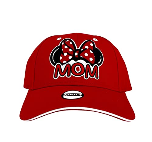 Disney Womens Minnie Mouse Mom Fan Baseball Hat, RED