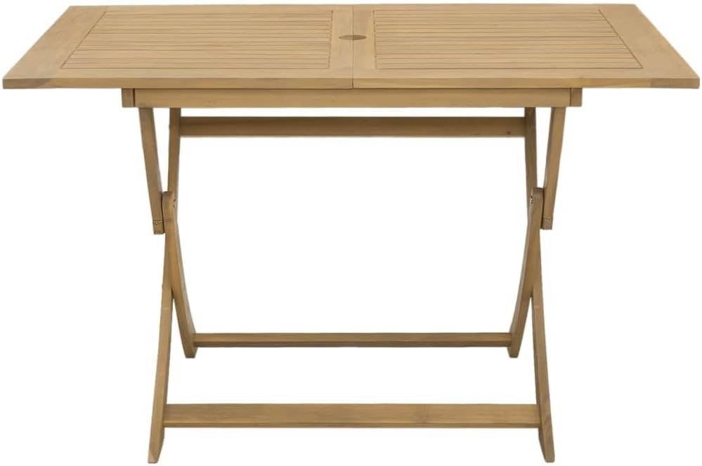 Garden Coffee Table Light Brown Solid Acacia Wood Foldable Medium Rectangular Patio Furniture Outdoor Table for Patio, Balcony, or Terrace Seating Four