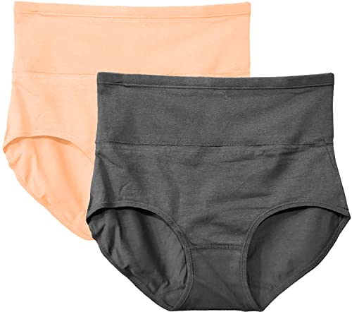 Image of Women's Combed Cotton High Waist Tummy Control Panty-Pack of 2