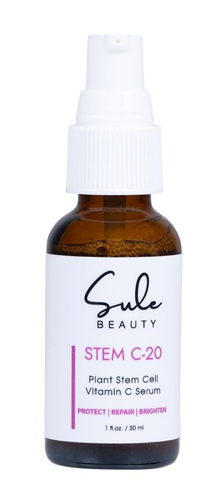 Sule Beauty Suero facial con vitamina C, alimentado por un 20% de vitamina C, fórmula antienvejecimiento con ácido hialurónico, ilumina la piel y