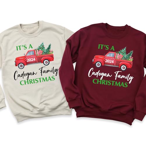 Personalized Red Truck 2024 Design Christmas Sweatshirts for Women, Men & Unisex Hoodies3
