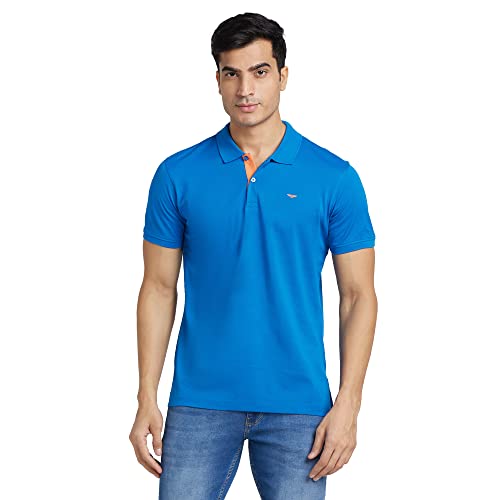 Image of Park Avenue Slim Fit Pure Cotton Print Pattern Polo Neck Casual T-Shirt
