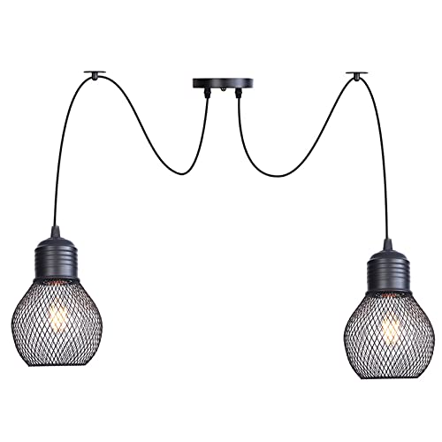 Lampe araignée de plafond réglable noire et lustre vintage industriel HNVBDOPAE