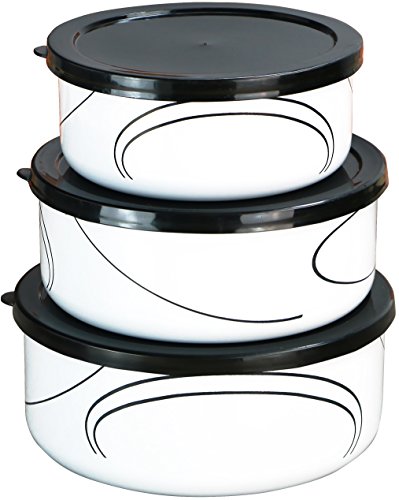 Corelle Coordinates by Reston Lloyd 6-Piece Enamel on Steel Bowl/Storage Set, Simple Lines