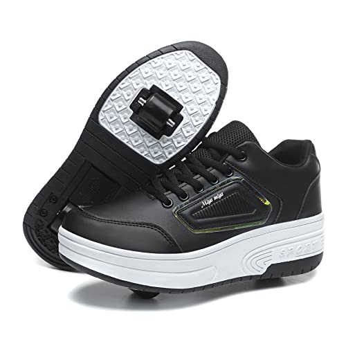 LYBANG Niños Skateboarding Zapatos Doble Rueda Calzado Deportes de Exterior Gimnástico Sneakers Moda Zapatillas Regalo de cumpleaños para niños
