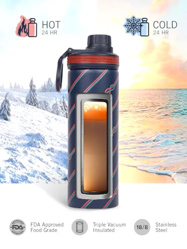 Image of NAUTICA Premium Leak-Proof Insulated Water Bottle - 1pc (Fender)| 500ml | Stainless Steel Flask with 24 Hours Temperature Retention | Ideal for Travel, Gym, Office Use Texas Printed-Navy /red