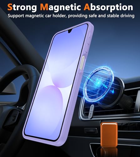 Image of FNTCASE for Galaxy A26 5G Phone Case: Magnetic Matte Translucent Military Grade Drop Protection Cell Phone Cover - Slim Rugged Durable Shockproof Protective for Samsung A26 Cases - Light Purple