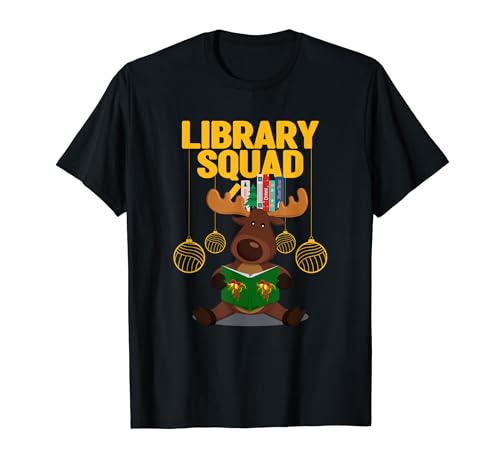 Library Squad Reindeer Christmas Funny Book Lover Pajama T-Shirt