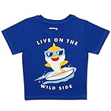 Nickelodeon Baby Shark Boy's Short Sleeve Tee Shirt, Crewneck Shirt for Toddlers, Blue, Size 3T
