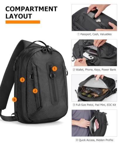 CVLIFE CCW Sling Bag for Men Women Tactical Crossbody Concealed Carry Bag - image 4