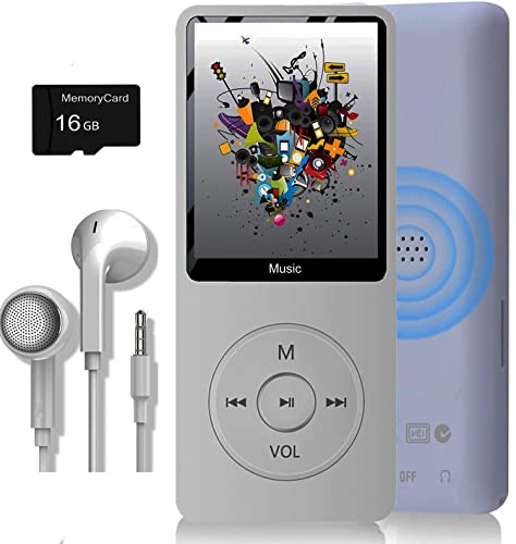 Image of MP3 Player, Music Player with 16GB Micro SD Card, Build-in Speaker /Photo /Video Play /FM Radio /Voice Recorder /E-Book Reader, Supports up to 128GB