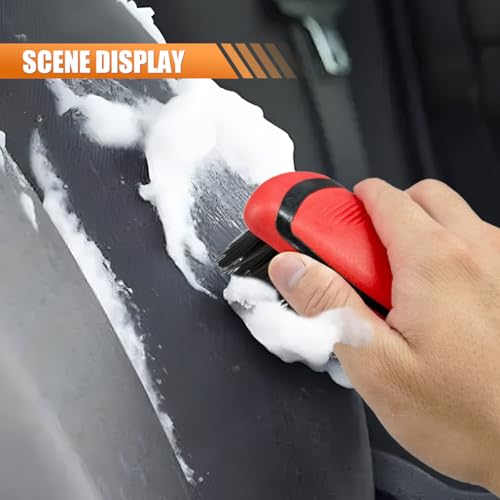 Tuxihapp Car Carpet and Upholstery Cleaning Brush, Stiff Bristle Car Detailing Carpet Scrub Brush with Hanging Hole, Vehicle Interior Detailing Brushes for Floor Mats, Couch, Leather Seat (Red) - Thumbnail 5