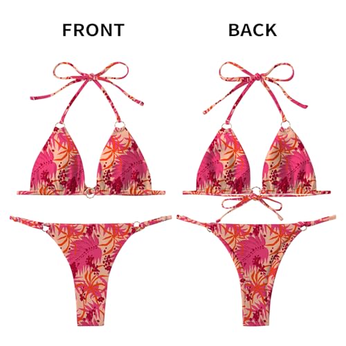 Image of MIKETAI Sexy Bikinis for Women 2 Piece Bikini Spaghetti Strap Swimsuits Solid Color Bathing Swimwear Triangle Bathing Suit