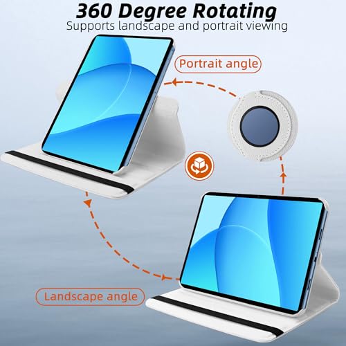 Image of TGK 360 Rotatable Smart Flip Cover for OnePlus Pad Lite 11 inch Tablet Case, Oppo Pad SE 11 inch (White)