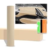 12'x60' (1FTx5FT) Velvet Stretchable Beige Vinyl Wrap Auto Car Sticker Decal Film Sheet Like Paint Bubble Free Air Release Technology with Tool Kit