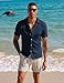 PJ PAUL JONES Mens Casual Shirts Short Sleeve Button Down Shirts Regular Fit Dress Shirts Navy Hawaiian Shirts