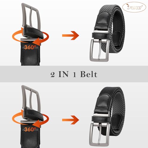 JASGOOD Stretch Braided Belt Men,Mens Golf Woven Web Belt Reversible for Casual Jeans Pants2