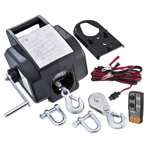 RIBITECH 4277 Seilwinde für Auto, 5 t, vorwärts und rückwärts, 12 V, schwarz